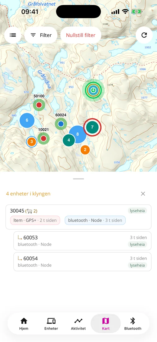 Skjermbilde fra Smartlandbruk-appen: kart